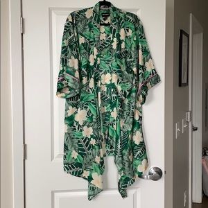 tropical print silky cardigan